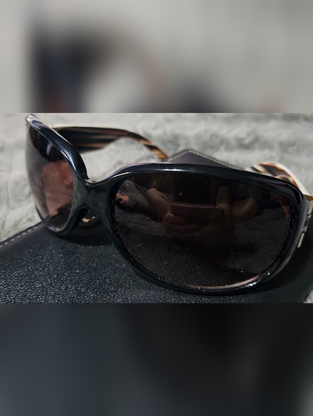 Chicos Designer Dark Tortoiseshell Temple Black Frame Sunglasses